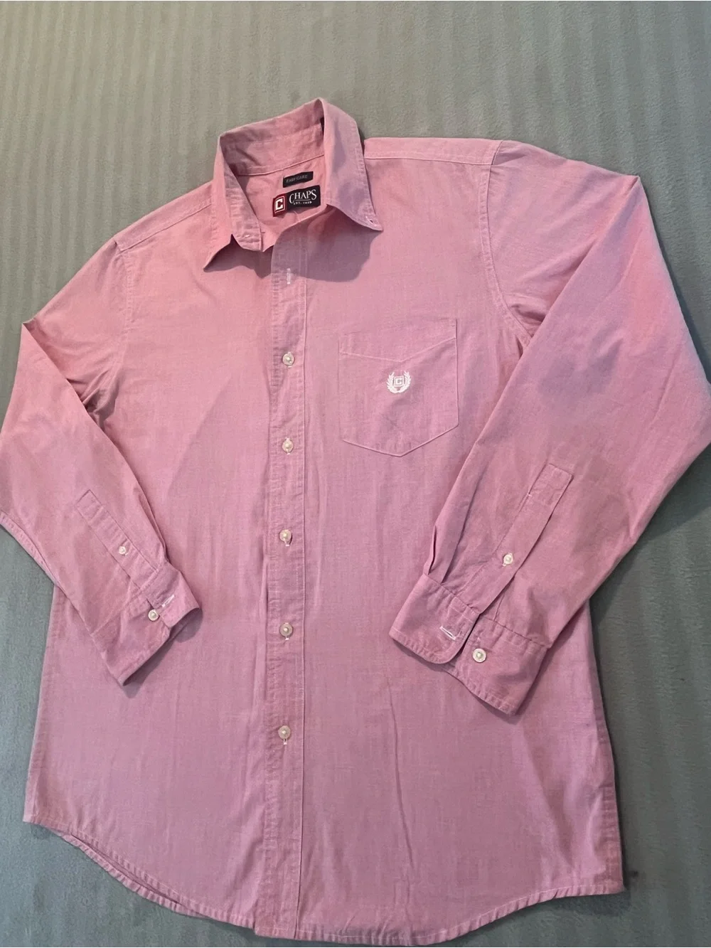 Chaps Men's Pink Long-Sleeve Button-Down Dress Shirt